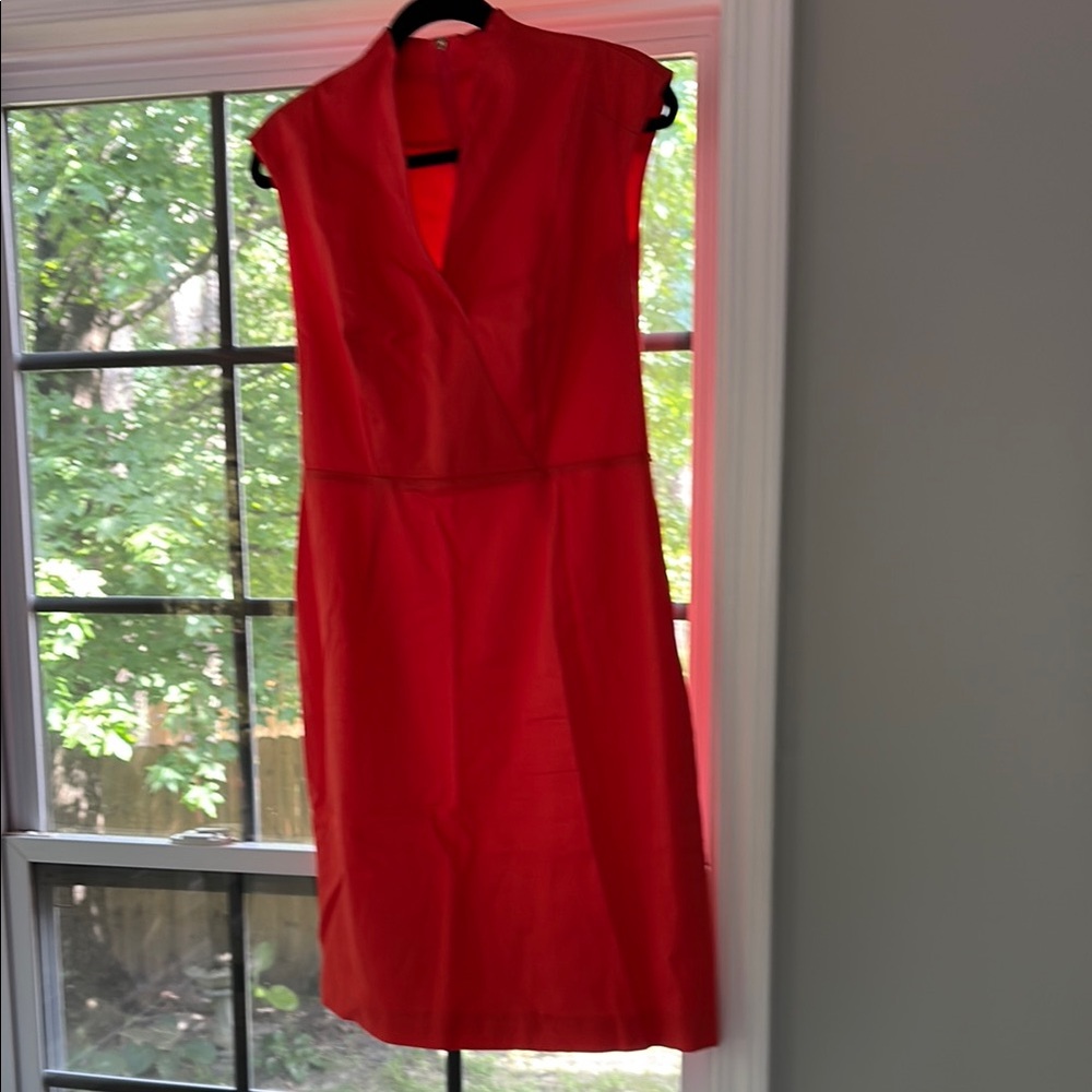 Boss Red Sheath Midi Dress V-Neck Cocktail